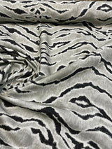 Tigers Stripes Cotton Fabric - Black Gray Tiger Stripe Pattern, 56" Width (1 Yard)