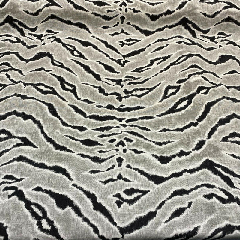 Tigers Stripes Cotton Fabric - Black Gray Tiger Stripe Pattern, 56" Width (1 Yard)
