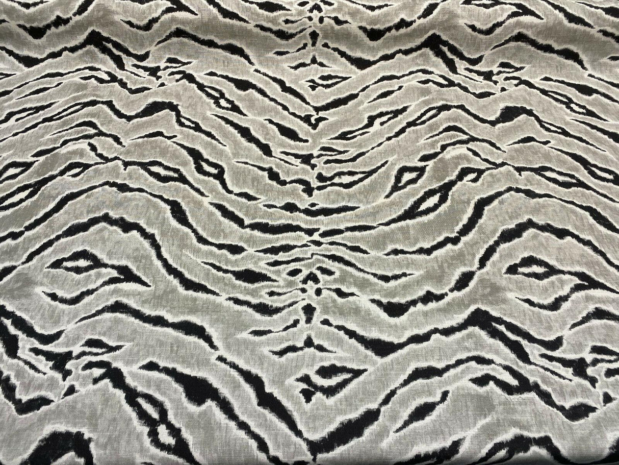 Tigers Stripes Cotton Fabric - Black Gray Tiger Stripe Pattern, 56" Width (1 Yard)