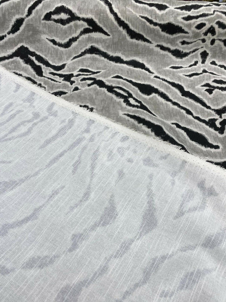 Tigers Stripes Cotton Fabric - Black Gray Tiger Stripe Pattern, 56" Width (1 Yard)