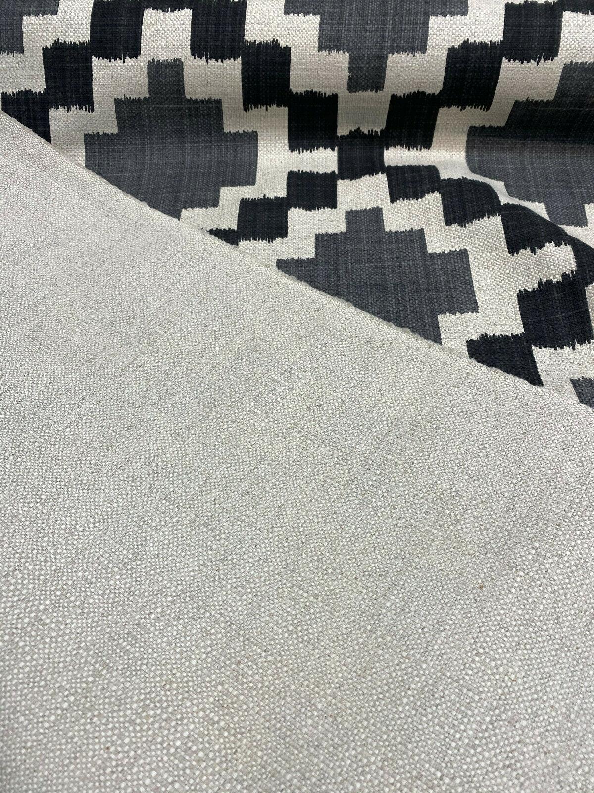 Paty Black Bird Eye Linen Upholstery Fabric - Black, Bird Eye Pattern, 56" Width (1 Yard)