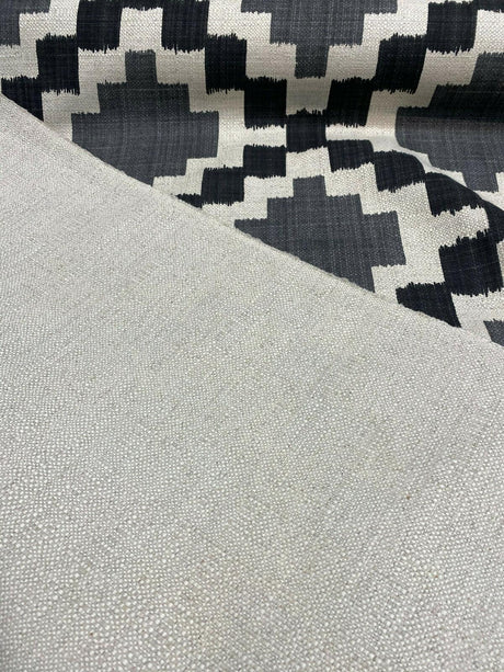 Paty Black Bird Eye Linen Upholstery Fabric - Black, Bird Eye Pattern, 56" Width (1 Yard)