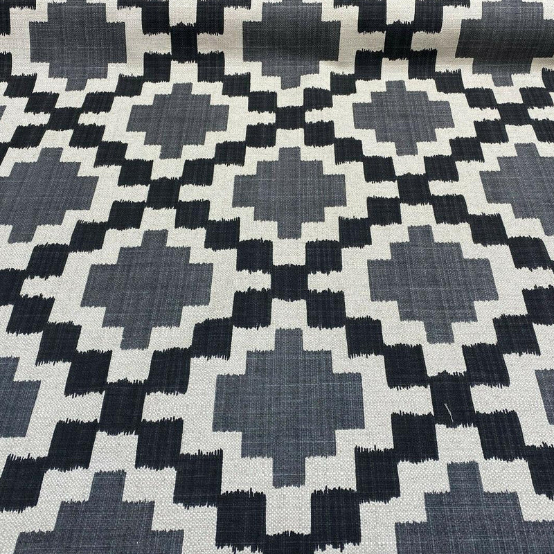 Paty Black Bird Eye Linen Upholstery Fabric - Black, Bird Eye Pattern, 56" Width (1 Yard)