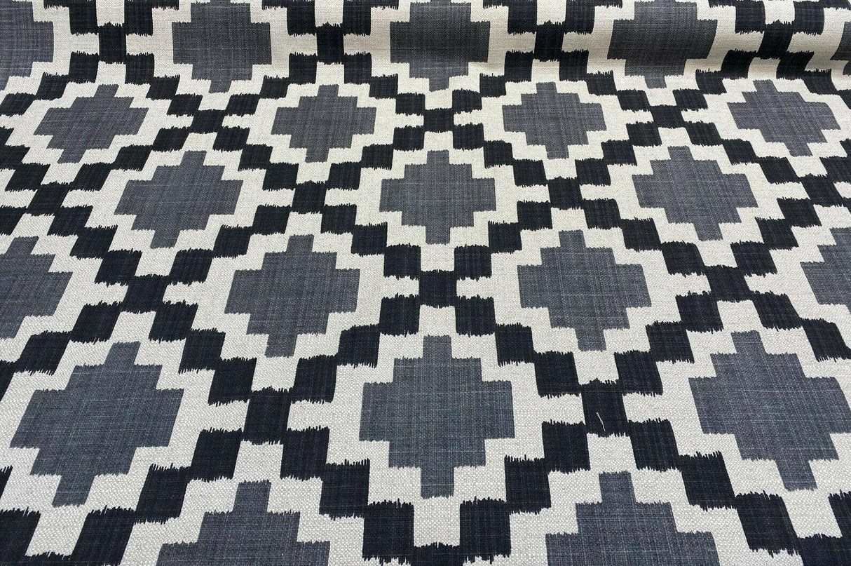 Paty Black Bird Eye Linen Upholstery Fabric - Black, Bird Eye Pattern, 56" Width (1 Yard)