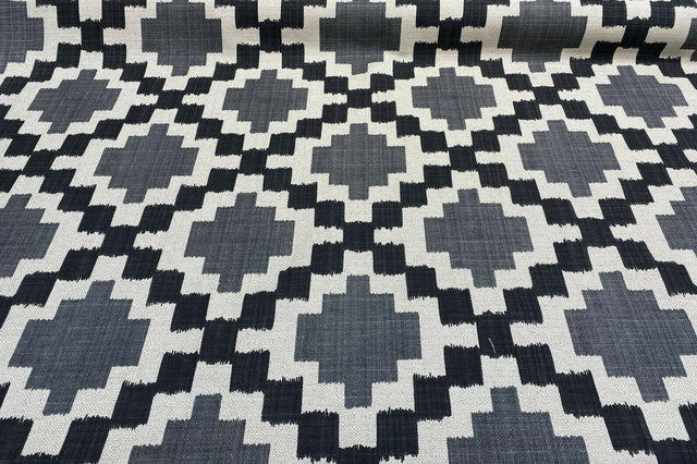 Paty Black Bird Eye Linen Upholstery Fabric - Black, Bird Eye Pattern, 56" Width (1 Yard)