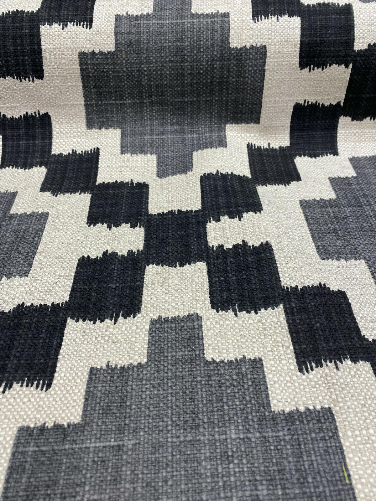 Paty Black Bird Eye Linen Upholstery Fabric - Black, Bird Eye Pattern, 56" Width (1 Yard)