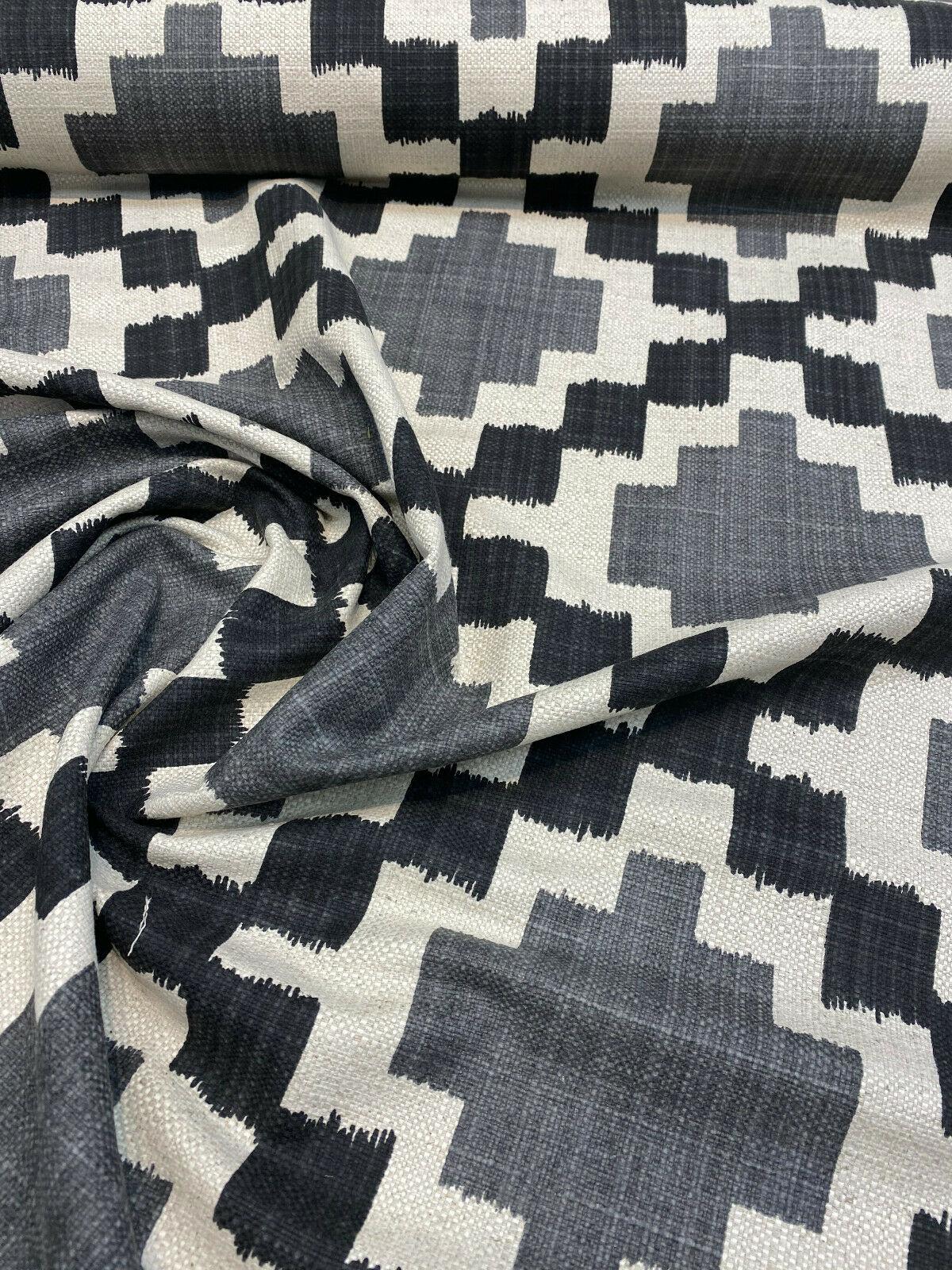 Paty Black Bird Eye Linen Upholstery Fabric - Black, Bird Eye Pattern, 56" Width (1 Yard)