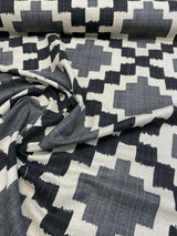 Paty Black Bird Eye Linen Upholstery Fabric - Black, Bird Eye Pattern, 56" Width (1 Yard)