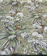 Ainara Frogs Leaves Cotton Fabric - Green Moss, Purple And Green Floral Frog Print, 56" Width (1 Yard)