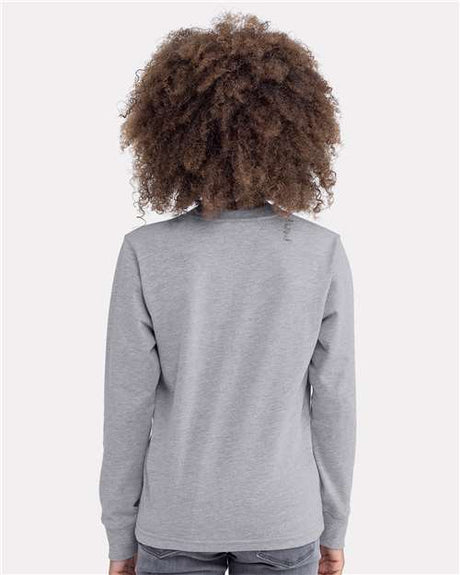 Next Level® Youth Cotton Long Sleeve Crewneck T-Shirt