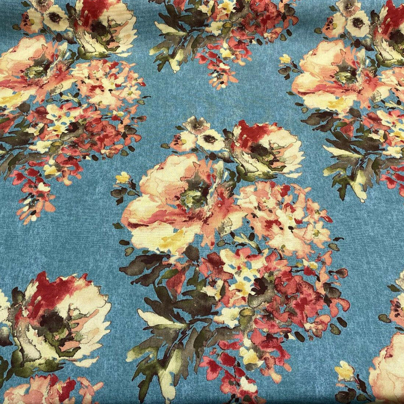 Swavelle Rite Of Spring Flowers Fabric - Blue Floral Print, 54" Width (1 Yard)