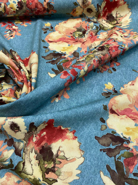 Swavelle Rite Of Spring Flowers Fabric - Blue Floral Print, 54" Width (1 Yard)