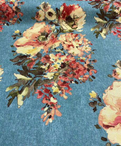 Swavelle Rite Of Spring Flowers Fabric - Blue Floral Print, 54" Width (1 Yard)