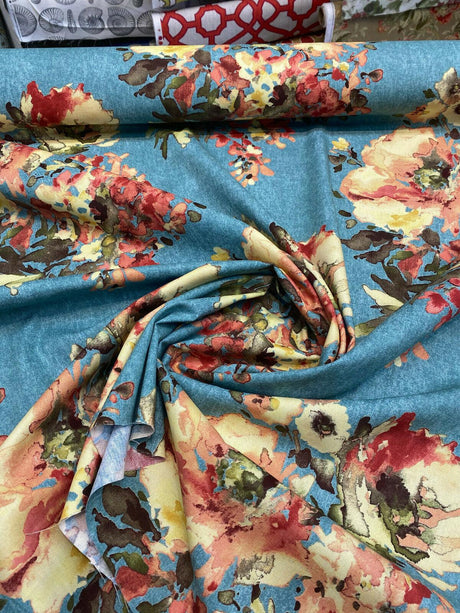 Swavelle Rite Of Spring Flowers Fabric - Blue Floral Print, 54" Width (1 Yard)