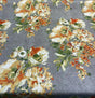 Rite Of Spring Flowers Apricot Fabric - Orange Green Gold Ivory Floral Print, 54" Width (1 Yard)