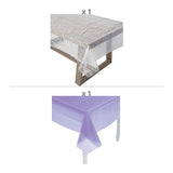 White Lace-Printed & Light Pink Rectangle Disposable Plastic Tablecloth Kit - 2 Pc.