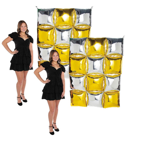 Silver & Gold Mylar Balloon Party Backdrop – 45.25" x 5 Ft. (1/2")