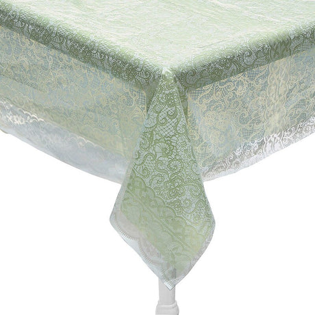 White Lace-Printed & Light Pink Rectangle Disposable Plastic Tablecloth Kit - 2 Pc.