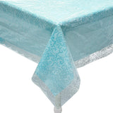 White Lace-Printed & Solid Color Rectangle Disposable Plastic Tablecloth Kit – Set of 2