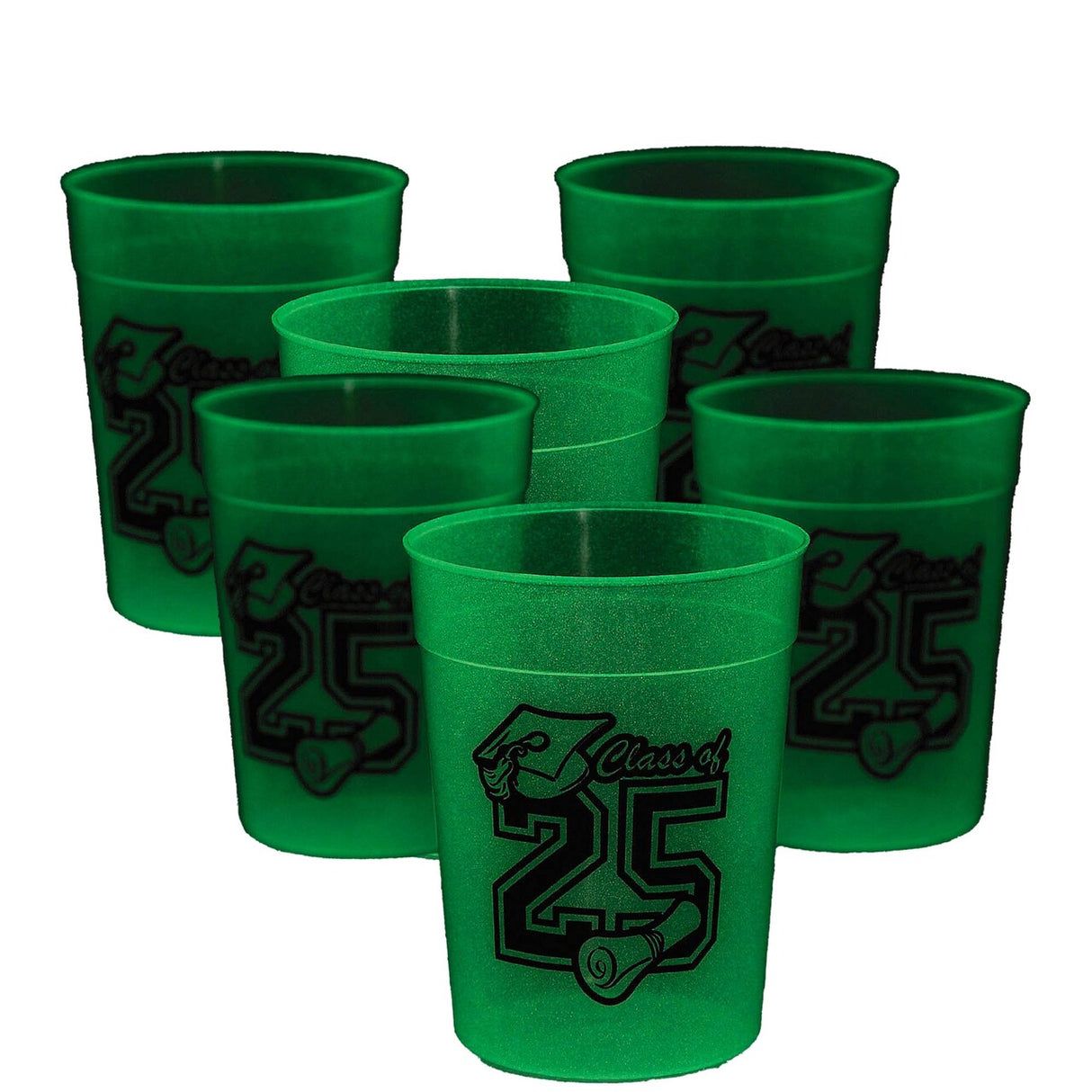 8 oz Class of 2025 Glow-in-the-Dark Disposable Plastic Cups – 12 Pack