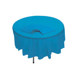 82" Bulk 12 Pc. Turquoise Banquet-Style Round Disposable Plastic Tablecloths