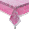 White Lace-Printed & Lilac Rectangle Disposable Plastic Tablecloth Kit – Set of 2