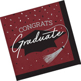 Creative Converting School Spirit Burgundy Graduation Beverage Napkins – 108ct