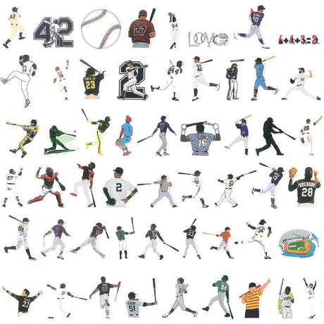 Wrapables Waterproof Vinyl Stickers for Water Bottles Laptops 100 Pieces Baseball Theme