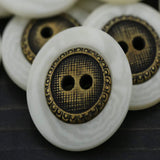 12 Pieces Ivory and Bronze Small Buttons 5/8 Inch