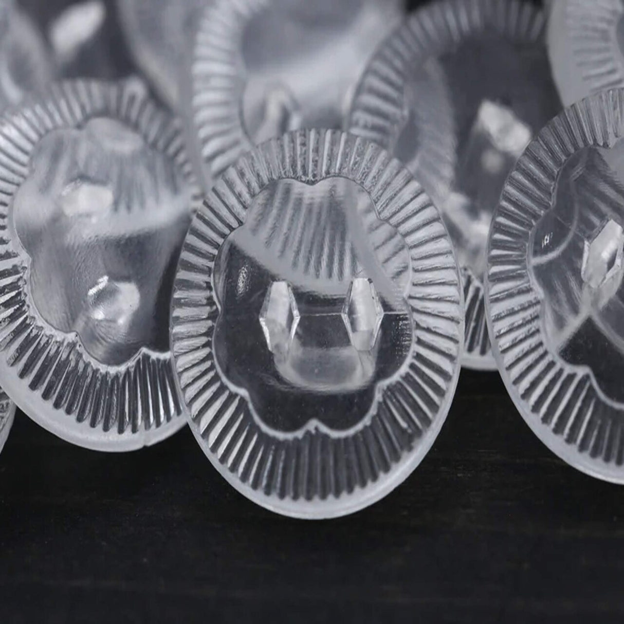 12 Pieces Clear Subtle Flower Design Buttons 9/16 Inch