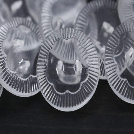 12 Pieces Clear Subtle Flower Design Buttons 9/16 Inch