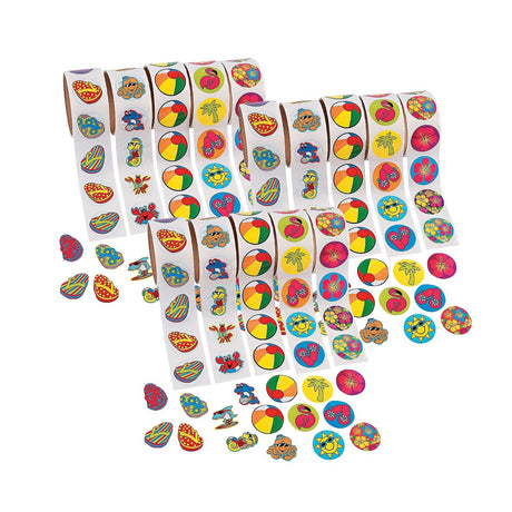 1 1/2" Multicolor Tropical Rolls of Sticker Assortment 500 Stickers
