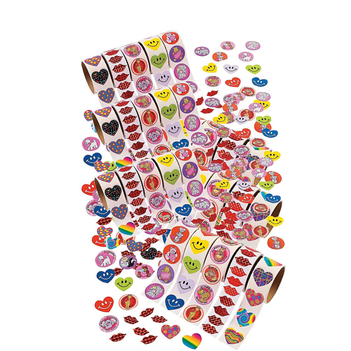 Bulk Valentine Rolls of Stickers Assortment 1000 Pc