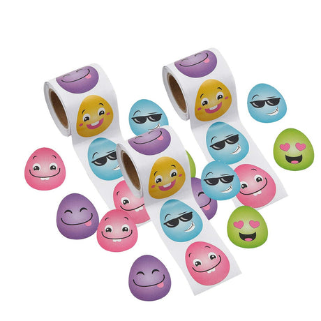 1 1/2" Silly Face Easter Eggs Sticker Roll 100 Pc