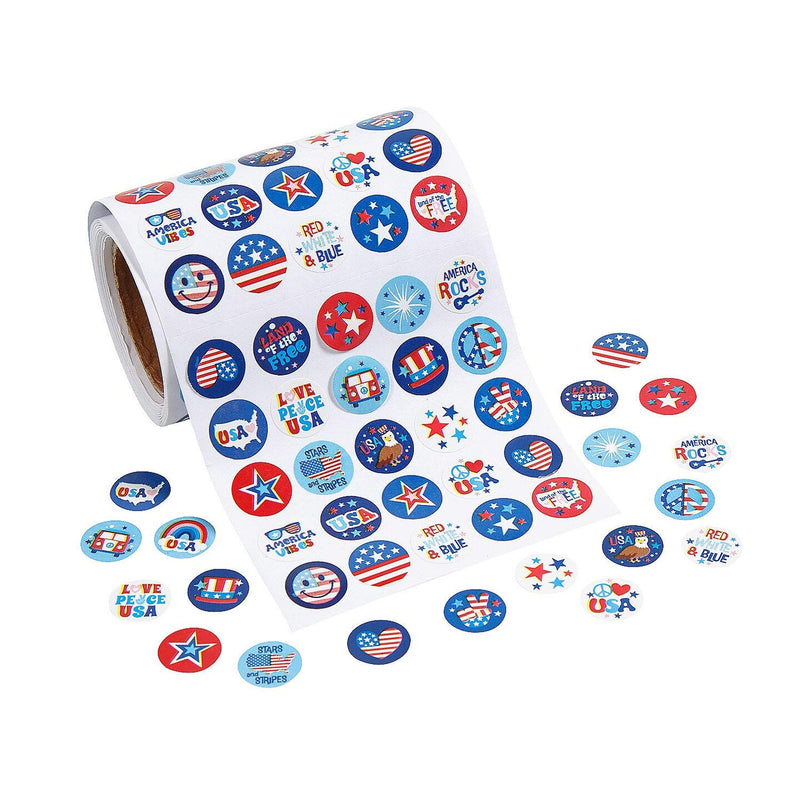 1/2" Bulk 1000 Pc Mini Patriotic Sticker Roll