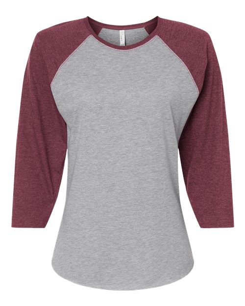 Women's fine jersey baseball three-quarter sleeve tee for game day