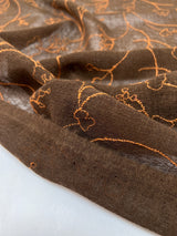 Wool Embroidered Fabric Brown