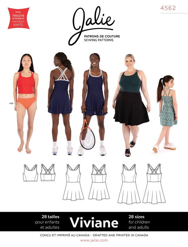 Sewing Pattern Viviane Athletic Top and Dress by Jalie