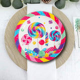8 Ct. Candy World Paper Dinner Plates 9" Colorful Candy & Lollipop Design