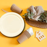 24 Count Ivory 7 Inch Solid Color Paper Plates for Elegant Snack Time