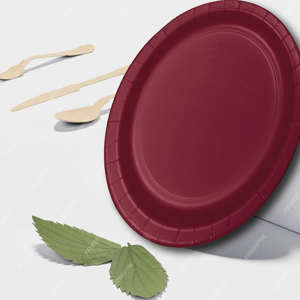 24 Count Burgundy Round Paper Plates 7 Inch for Elegant Party Snacks