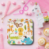 8 Count Jungle Animal Square Paper Dinner Plates 9 Inch Baby Shower Tableware