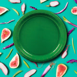 7" Green Color Round Paper Dessert Plates 24 Count Party Supplies