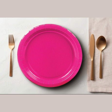 24 Count Hot Pink Paper Dessert Plates for Birthday Party Wedding 7"