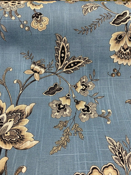 Blue Haven Floral Silverdale Hillside 100 Percent Cotton Fabric - Blue, Floral Vine Pattern, 54" Width (1 Yard)