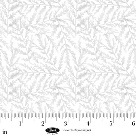 Cotton Print White Tiny Branches Petals & Pewter 44/45 Fabric