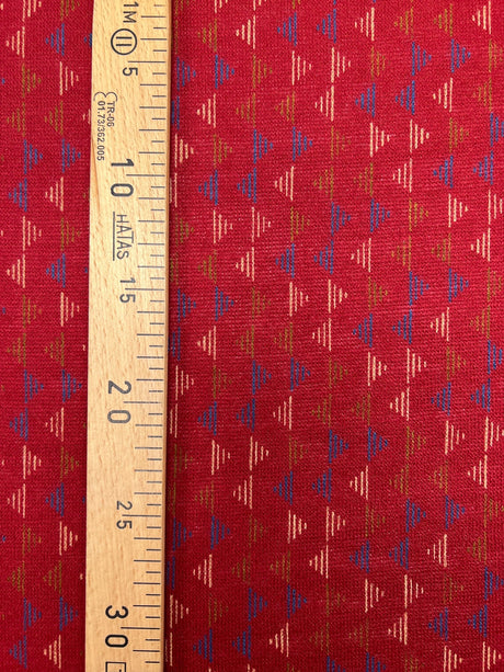 Acrylic Knitted Fabric Red Beige Printed
