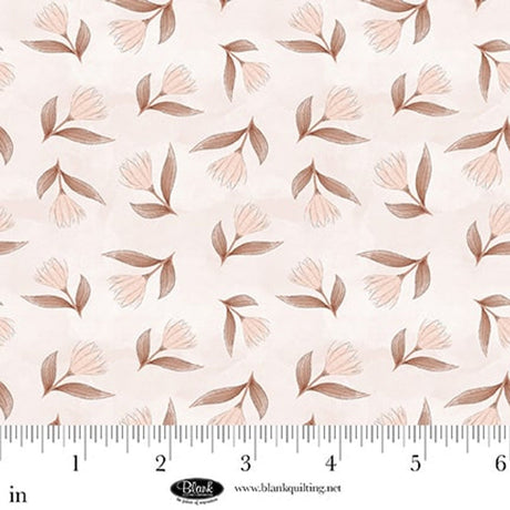 Cotton Print Dusty Rose Tossed Flowers Petals & Pewter Fabric 44/45"