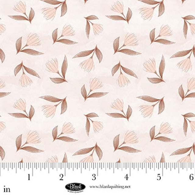 Cotton Print Dusty Rose Tossed Flowers Petals & Pewter Fabric 44/45"