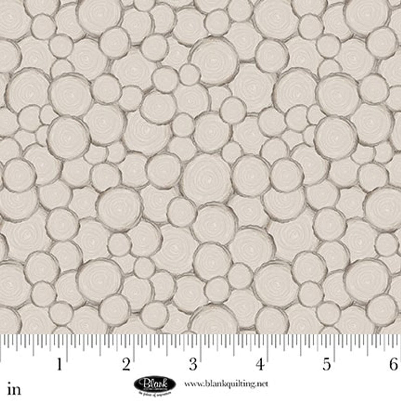 Cotton Print Med Gray Tree Trunk Geo Petals Pewter 44/45 Fabric